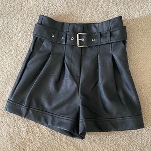 Topshop faux leather shorts w/ belt